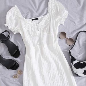 Front tie crinkle dress